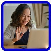 Woman video calling on laptop